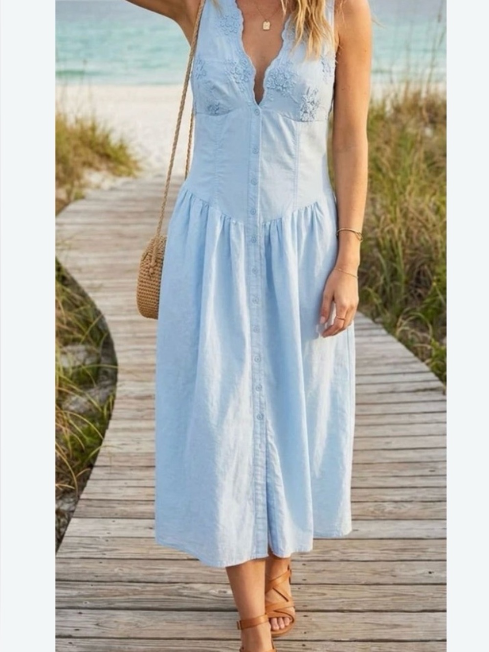 Wild Fable Light Blue Lace Maxi Dress Sz XXL